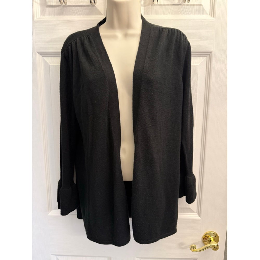 Van Heusen women's open-front cardigan sweater bell sleeves size M black